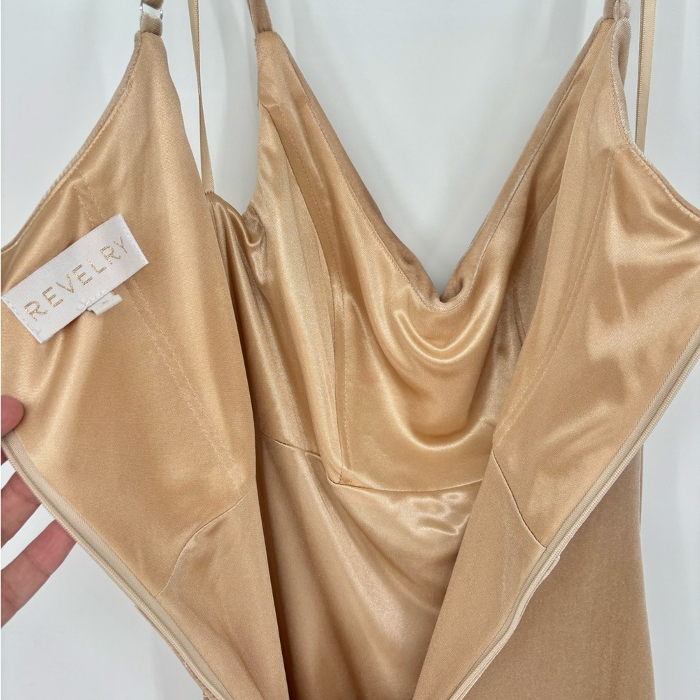 Revelry Skye Velvet Bridesmaid Dress Champagne Gold - Picture 10 of 11